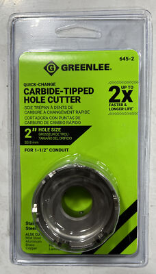 Greenlee 645-2 2'' Quick Change Stainless Steel Carbide-Tipped Hole Cutter NEW