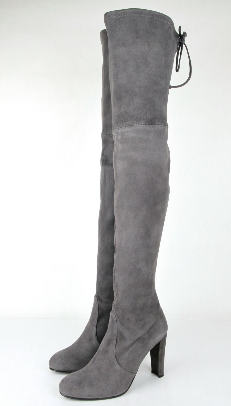 Pre-owned Stuart Weitzman $798  Women's Highland Slate Suede Over-the-knee Boot In Gray