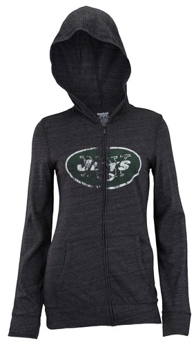 Женская толстовка Reebok NFL New York Jets с капюшоном на молнии, темно-серая