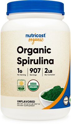 Nutricost Organic Spirulina Powder 2 Pounds - Pure, Certified Organic Spirulina