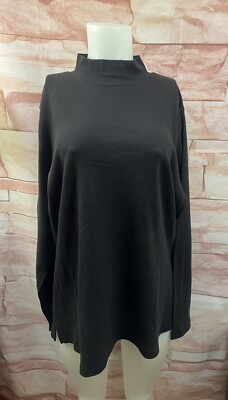 Classic Elements Black Cotton Knit Mock Neck Sweater Women's Top Plus Sz 20-22W