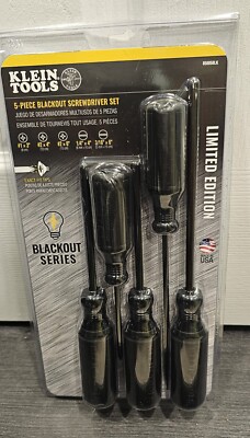 Klein Tools 5 Piece Blackout Series Screwdriver Set MADE IN USA *SHIPS NEXT DAY*
