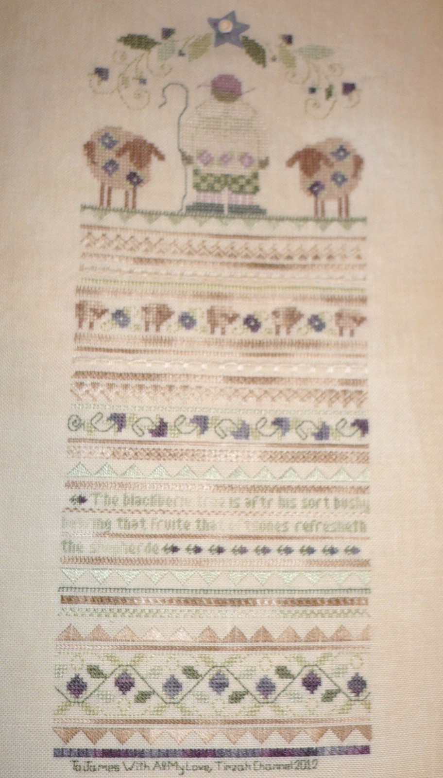 SHEPHERD Finished Completed Handmade Hand Made Cross Stitch Picture