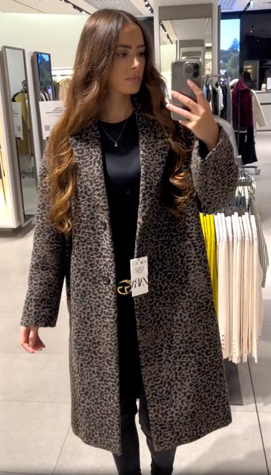 Zara Animal Print Wool Blend Coat ZW Collection Leopard Size