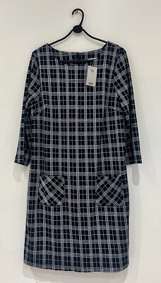 TU Woman Navy White Check Tunic Dress (Size UK 14)