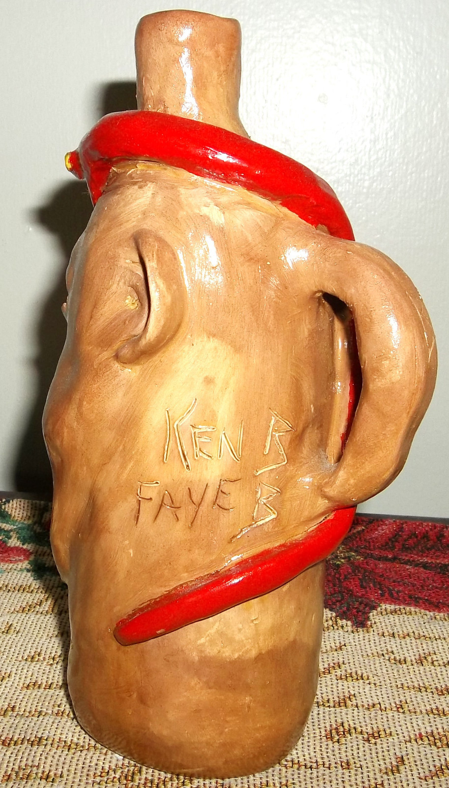 Snake Face Jug Handcrafted and Signed southern pottery