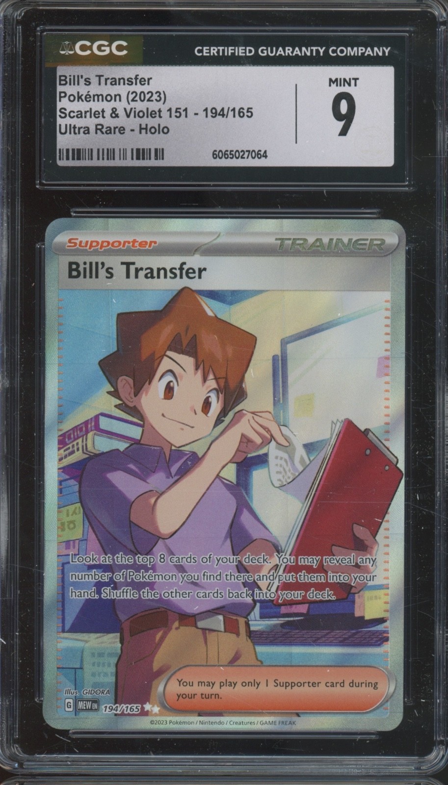 2023 Pokemon Scarlet & Violet 151 Ultra Rare Holo Bill's Transfer Mint CGC 9