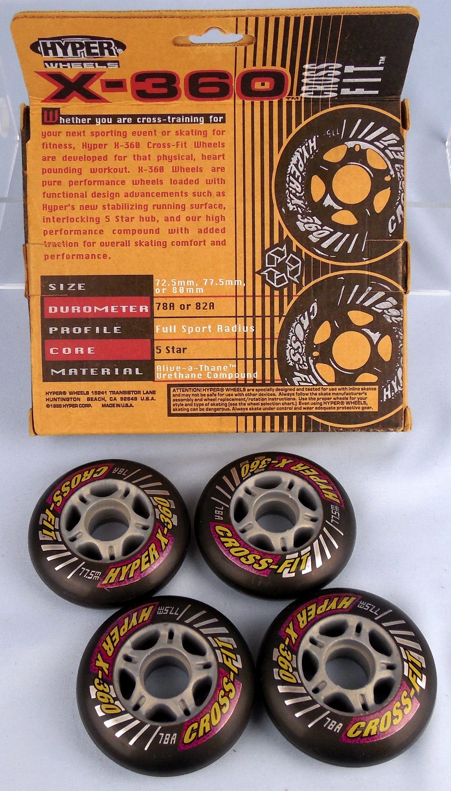 Cross Fit X-360 rollerblade Hyper Wheels package of 4 NEVER USED  Alive-A-Thane