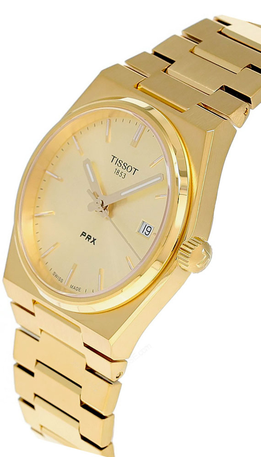 TISSOT PRX 35mm QTZ S-STEEL GOLD DIAL UNISEX WATCH T137
