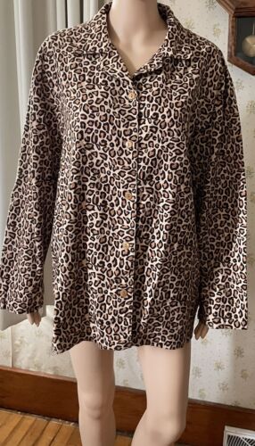 Alexander Del Rossa Women's Leopard 100% Cotton Button Night
