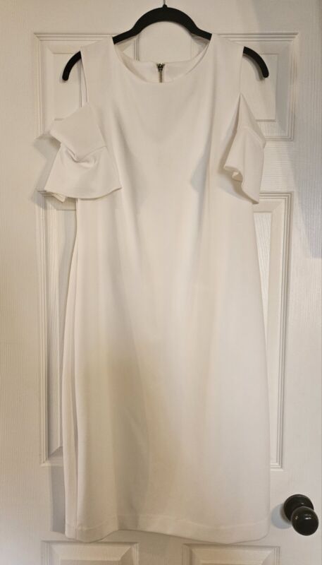 Calvin Klien White Cold Shoulder Dress Size 14