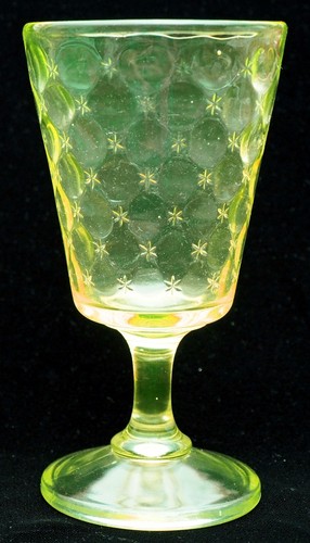 EAPG - Bellaire Glass - Inverted Thumbprint and Star - Vaseline Goblet