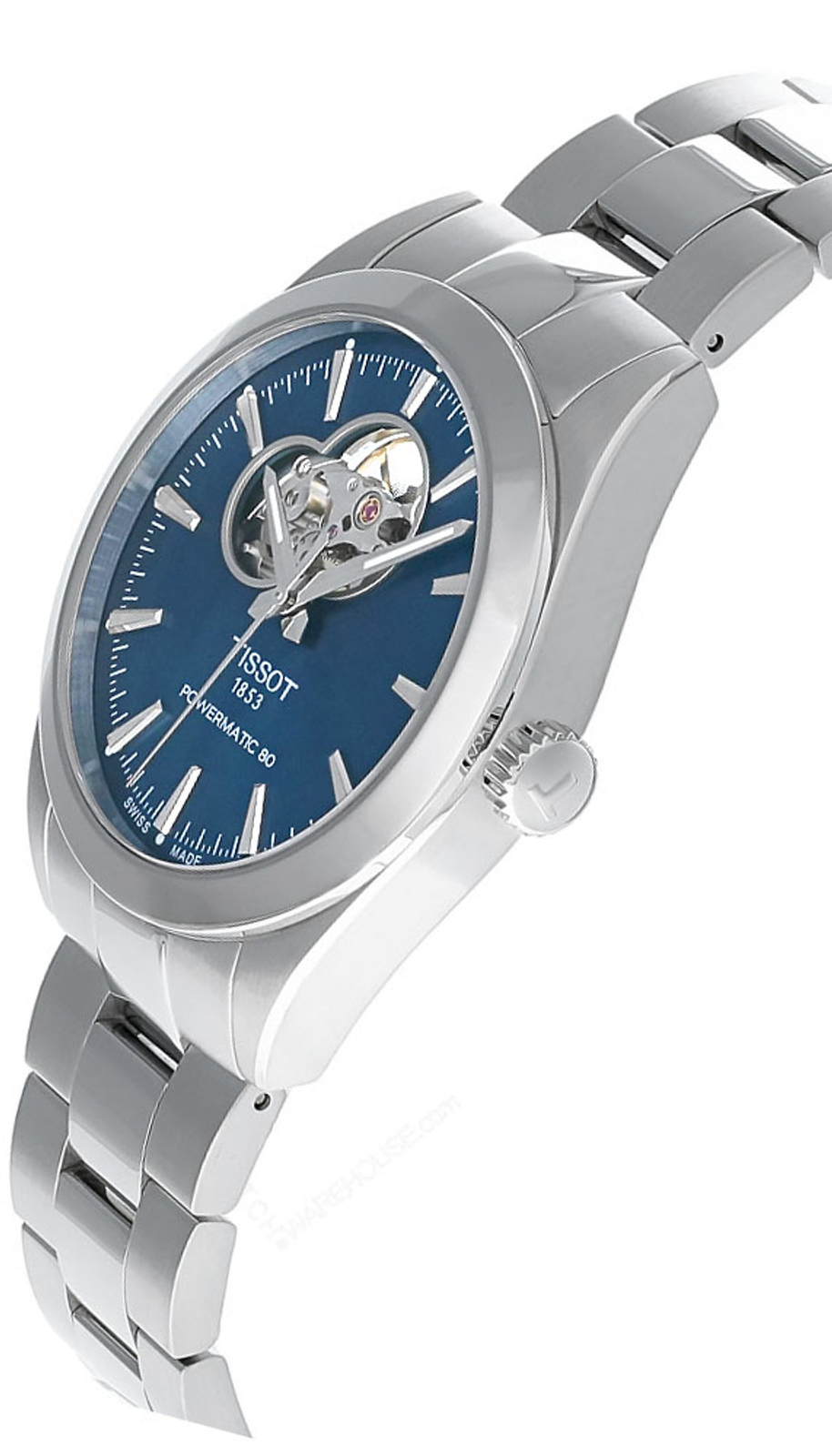 Pre-owned Tissot Gentleman Open Heart 40mm Blu Dial Men's Watch T127.407.11.041.01