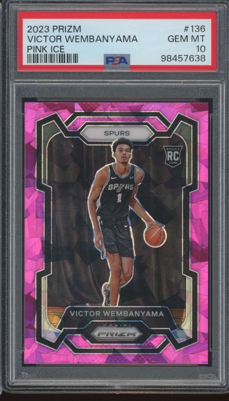 2023 Panini Prizm Pink Ice #136 Victor Wembanyama RC Rookie Gem Mint PSA 10