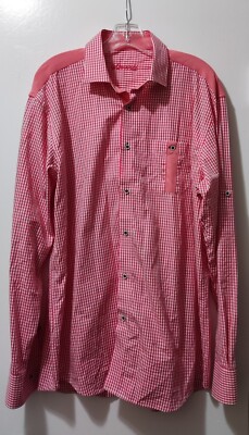 Visconti Men's Red/White Plaid Long Sleeve Button Down Shirt Size L