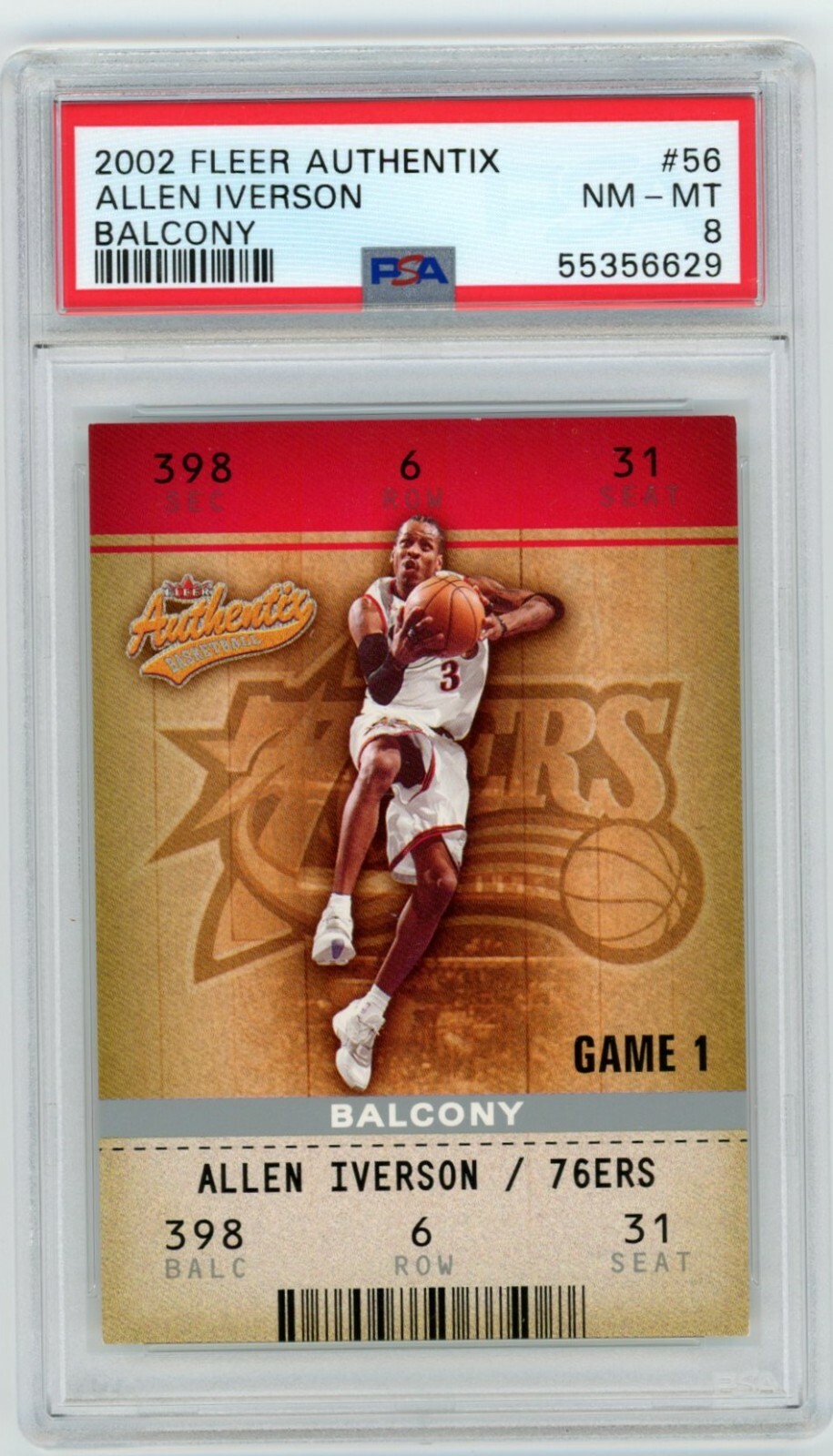 2002 Fleer Authentix ALLEN IVERSON Sixers BALCONY Tough #'d