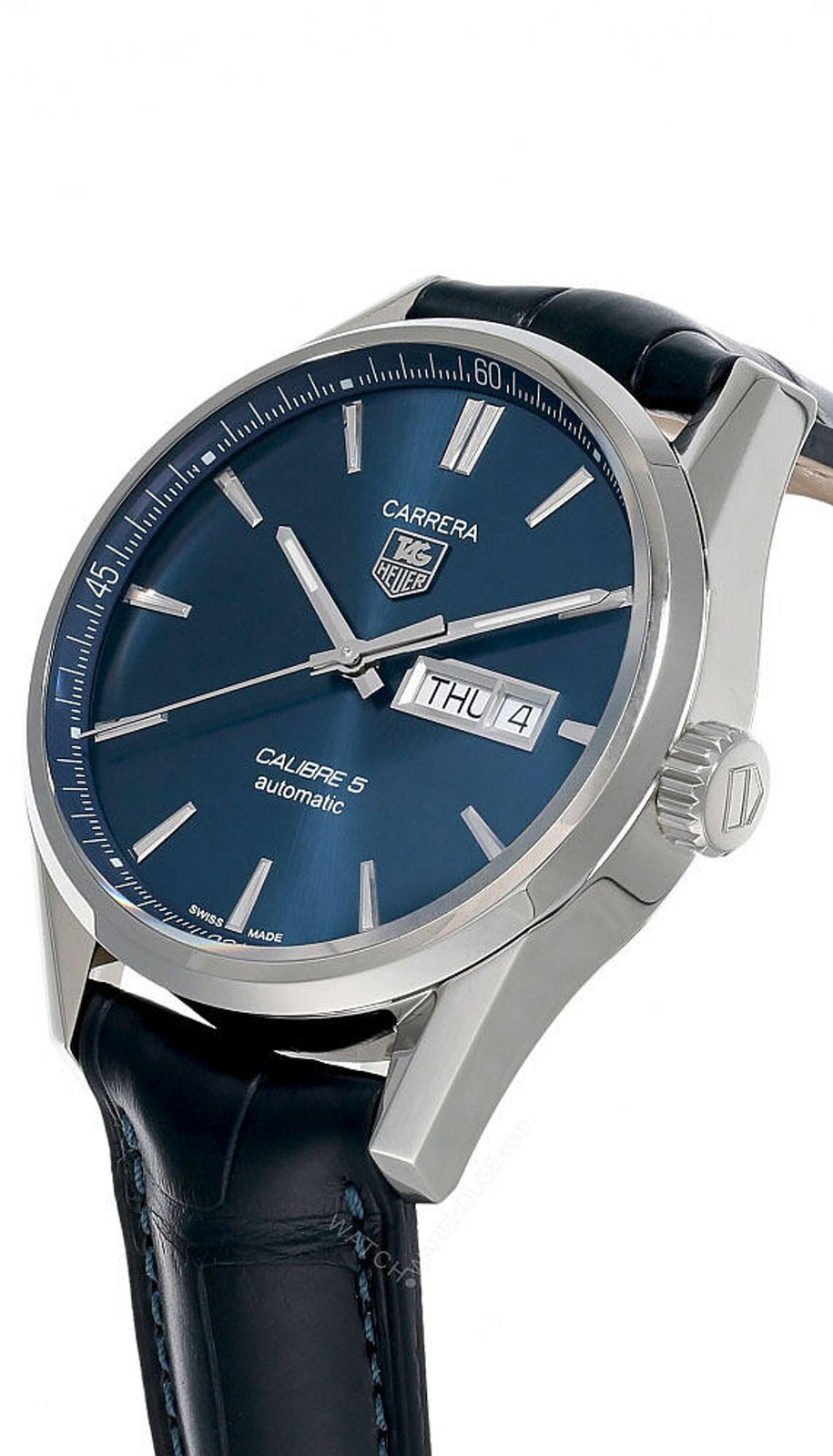 Pre-owned Tag Heuer Carrera 41mm Auto Ss Blue Dial Lthr Men's Watch War201e.fc6292