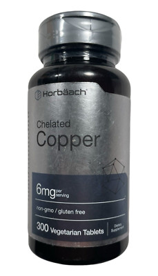 Chelated Copper - Essential Mineral - 6mg - 300 tabs - by Horbaach - Exp 01/27