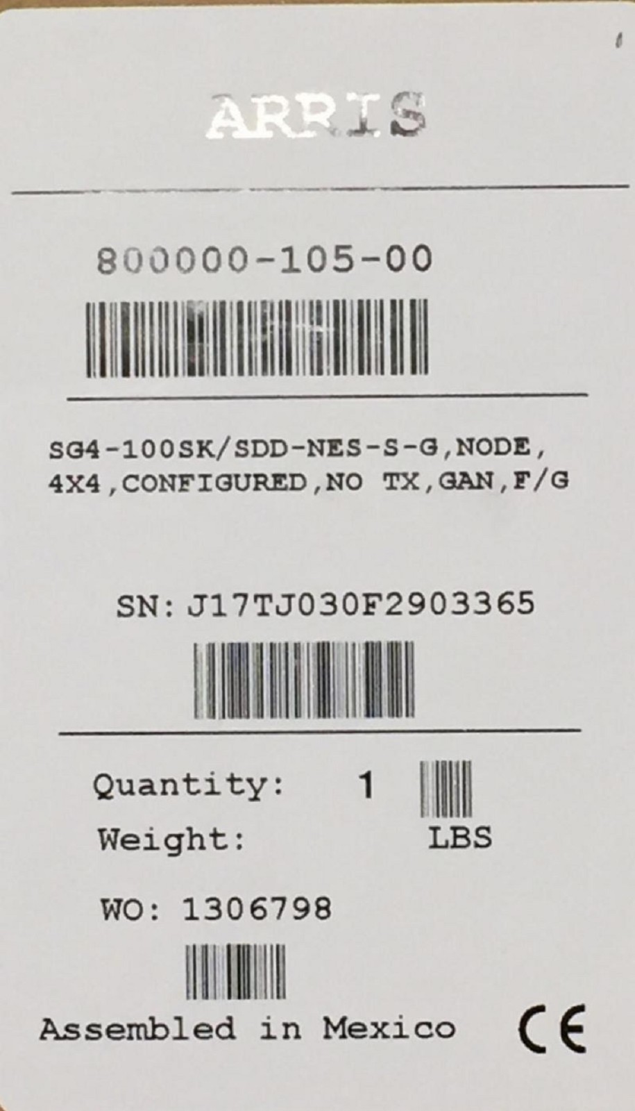 Arris SG4-100 SK/SDD-NES-S-G CATV Optical Node