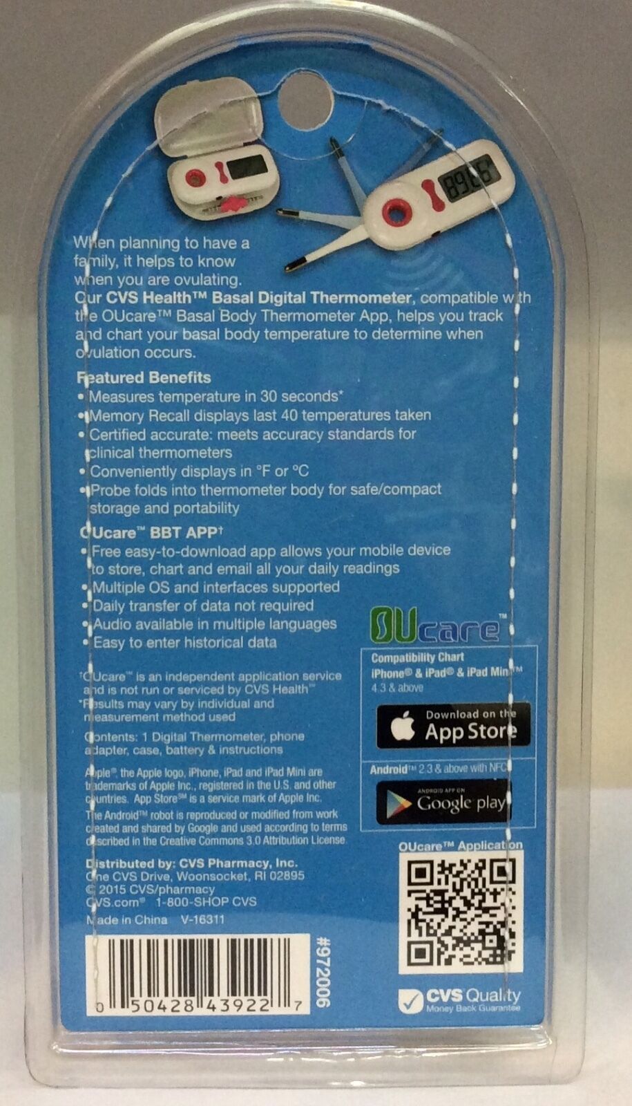 CVS HEALTH Basal Smartphone compatible Digital Thermometer Ovulation buddy