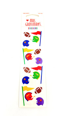 NEW Mrs. Grossman s 1999 Colorful Flags Football Helmet 48 Stickers (3 Sheets)