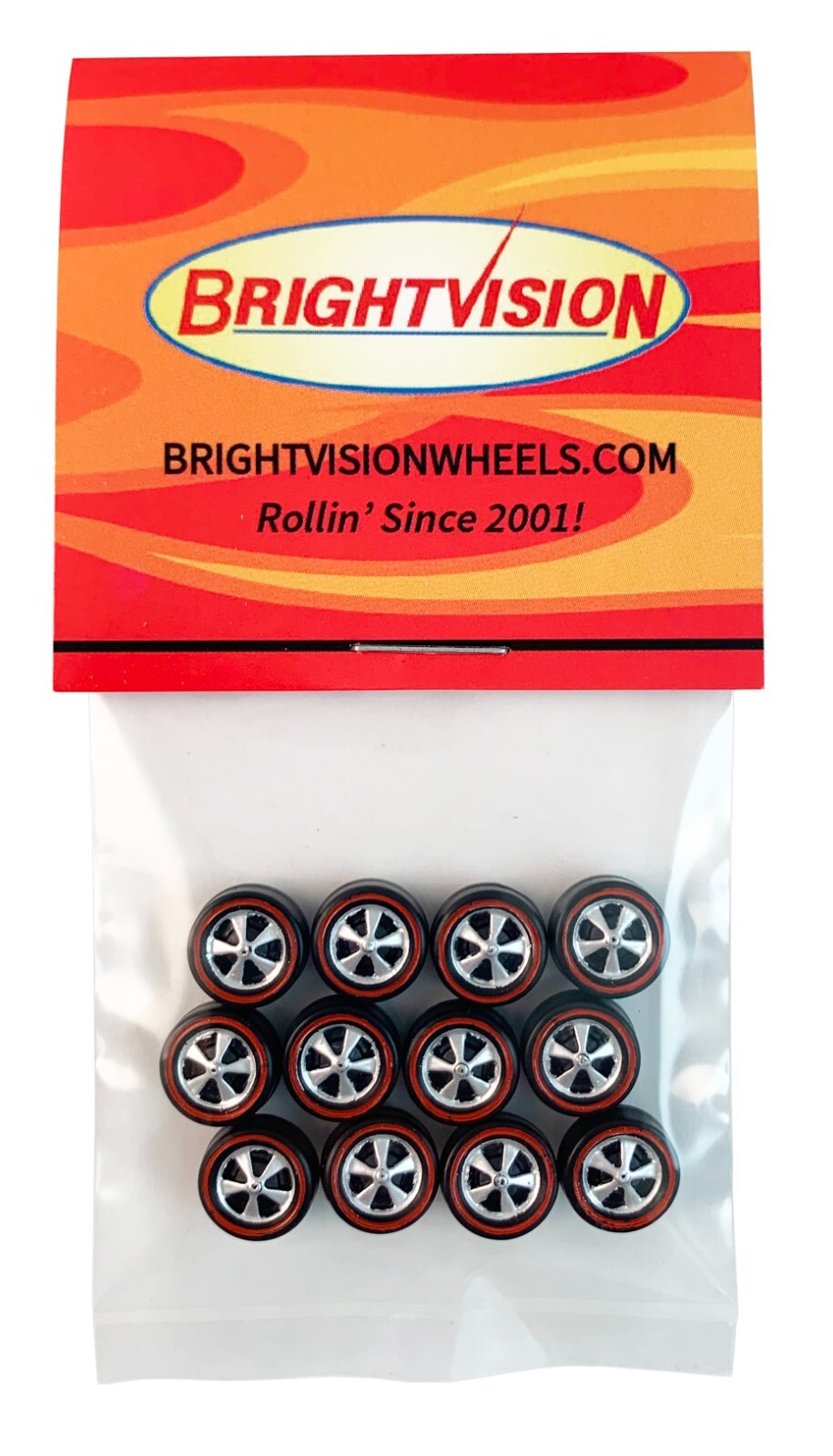 12 Brightvision Redline Wheels - 12 Small Size Deep Dish Dull Chrome Style