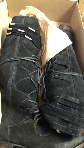 Pre-owned Freebird By Steven Wagon Boot Black Suede Boho Msrp $350 Sz 6 Or 8