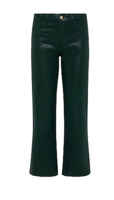Pre-owned L'agence Wanda High Rise Crop Wide Leg Pant In Forest Green Coated - Size 31