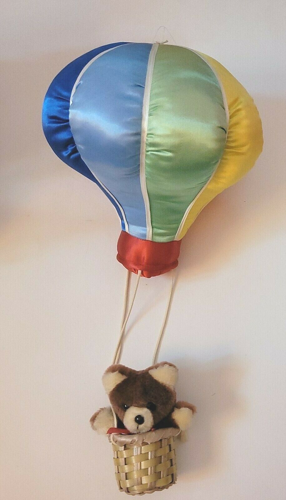 Vintage Rainbow Satin Hot Air Balloon Bear Plush Hanging Nurse...