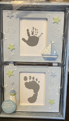 Baby Hand & Footprint Hanging Frames Boats & Lighthouse NO INK PADS. NEW