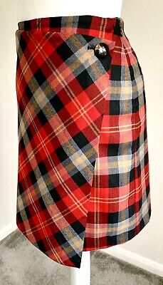 A19 - Next Red Tartan Mini Skirt Fixed Wrap Over Size 8 BNWT