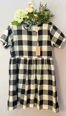 Evy's Tree The Joanne Dress, Navy Buffalo Plaid, Size Small (runs big!) NWT