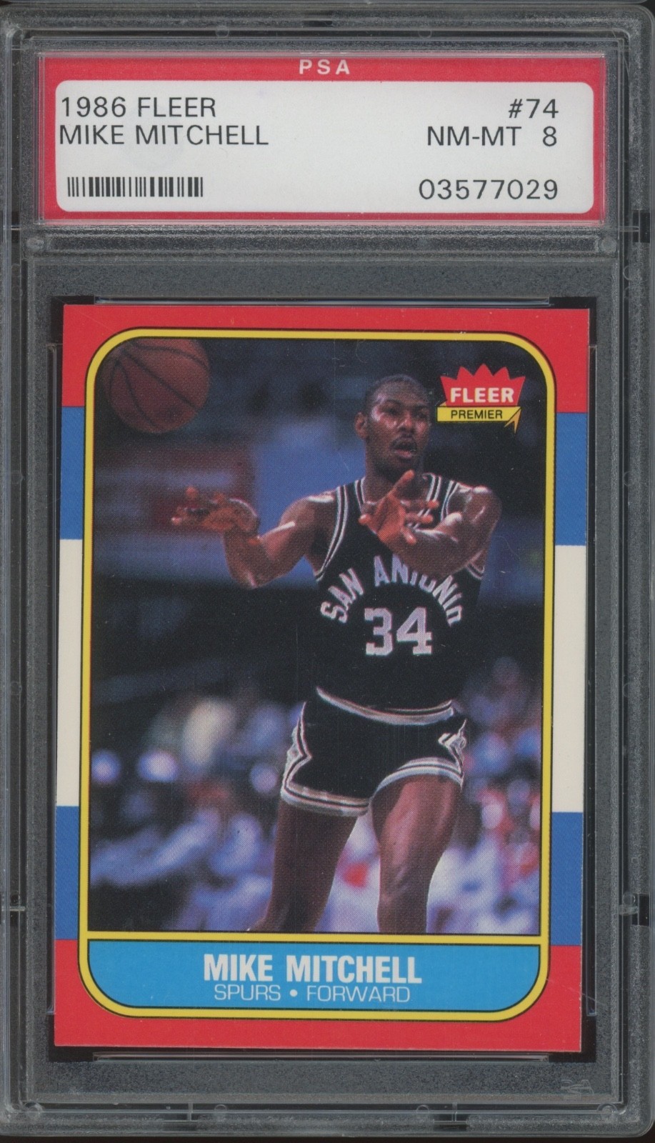 1986 Fleer Basketball #74 Mike Mitchell PSA 8