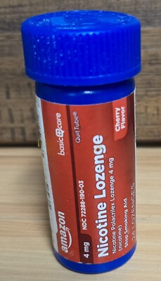 (2) Pack Amazon Basic Care 4mg Nicotine Lozenge 27 Ct 07/2024 Cherry- READ DISCR
