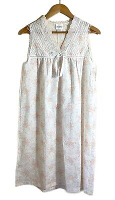 Adonna Vtg Floral Cotton Blend Nightgown Size M Pintucks Prairie Bow Romantic