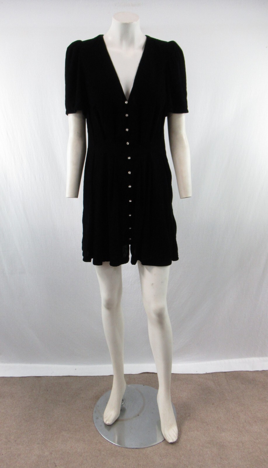 NWT ZARA Women's Black Short Sleeve Velour Mini Dress Size M