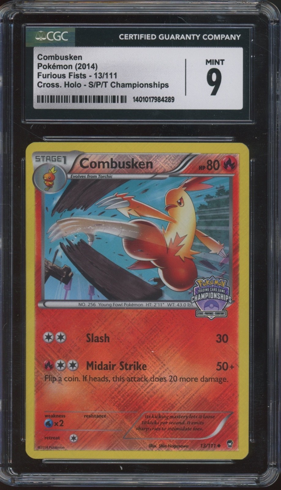 2014 Pokemon Furious Fists Championship Staff #13 Combusken Mint CGC 9