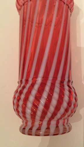 RARE NORTHWOOD Chrysanthemum Cranberry Opalescent Striped Barber Bottle