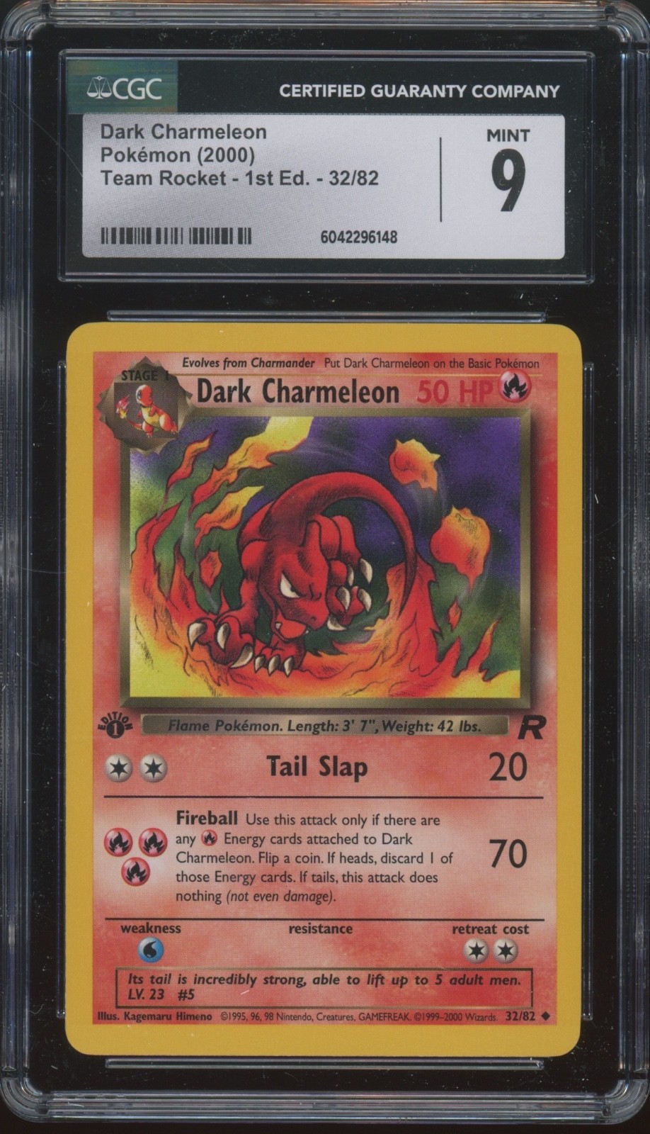 2000 Pokemon Team Rocket 1st Edition #32 Dark Charmeleon Mint CGC 9