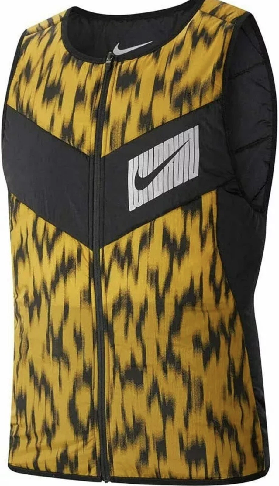 NIKE Aerolayer Wild Running Men's Reversible Vest Gold/Black Size S CU6058-010