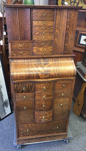 Antique Ransom and Randolph #82 or #35 solid oak dental cabinet 19d26w59h