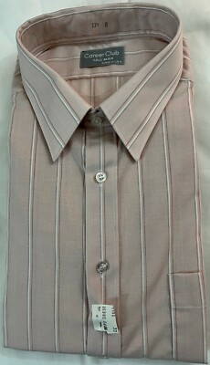 Dress Shirt - Long Sleeve - Stripe - Tan - Career Club - USA - 17.5''-TALL x 38''