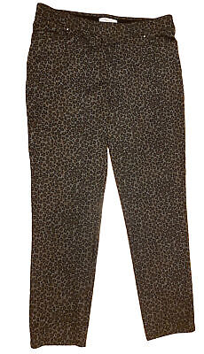 89th & Madison Gray Leopard XL Dress Pants Stretch Elastic Comfort Waist