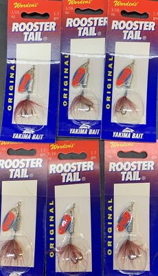 6PC Worden's Yakima Rooster Tail 1/16oz Gray Blue Flame Tuxedo Blade Scale PB206