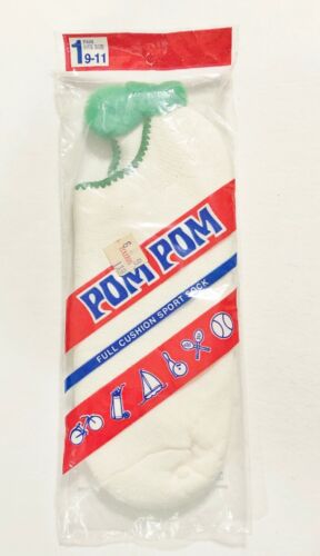 NEW! Vtg c1960s Green Pompom Pom Booties Cheerleading Golf Sport Sock~Rudin&Roth