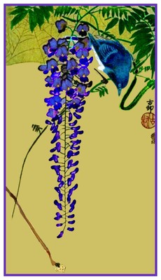 Ohara Shoson Koson Wisteria Flycatcher Bird Counted Cross Stitch Chart Pattern
