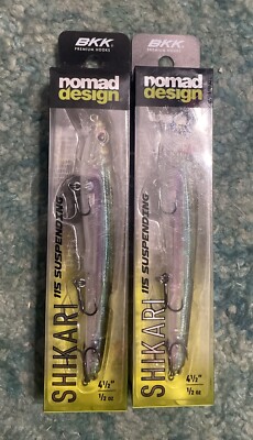 Nomad Design Shikari Freshwater Jerkbait 4 1/2  AQUA GHOST NEW (2LURES)