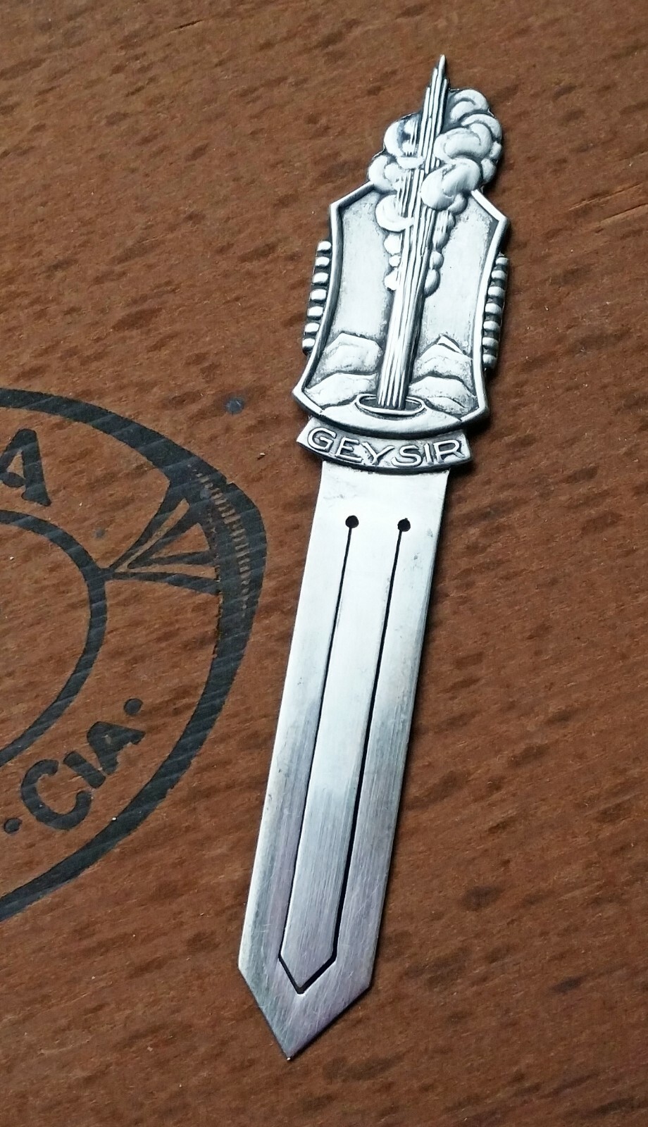 Antique Iceland Geysir Geyser Sterling Silver bookmark money clip