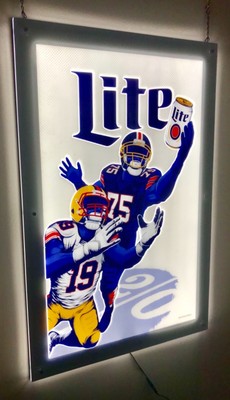 Miller Lite LED Sign Football - 36” x 24” x .5” - New & Well Packed for Shipping