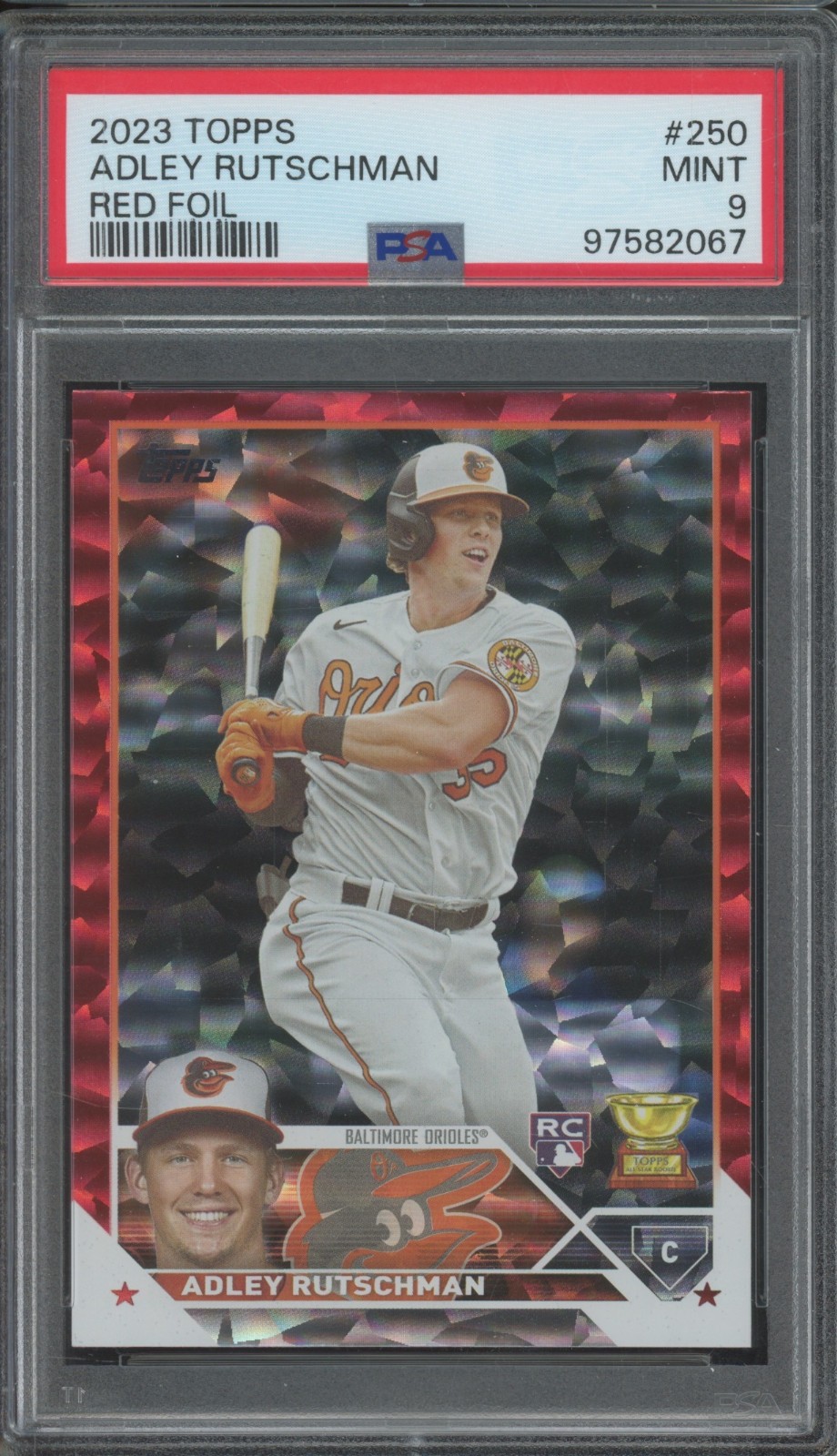 2023 Topps Red Foil #250 Adley Rutschman 199/199 RC Rookie Mint PSA 9